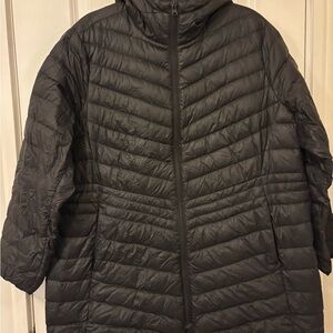Land’s End Wanderweight Packable Down Long Jacket 1X Black